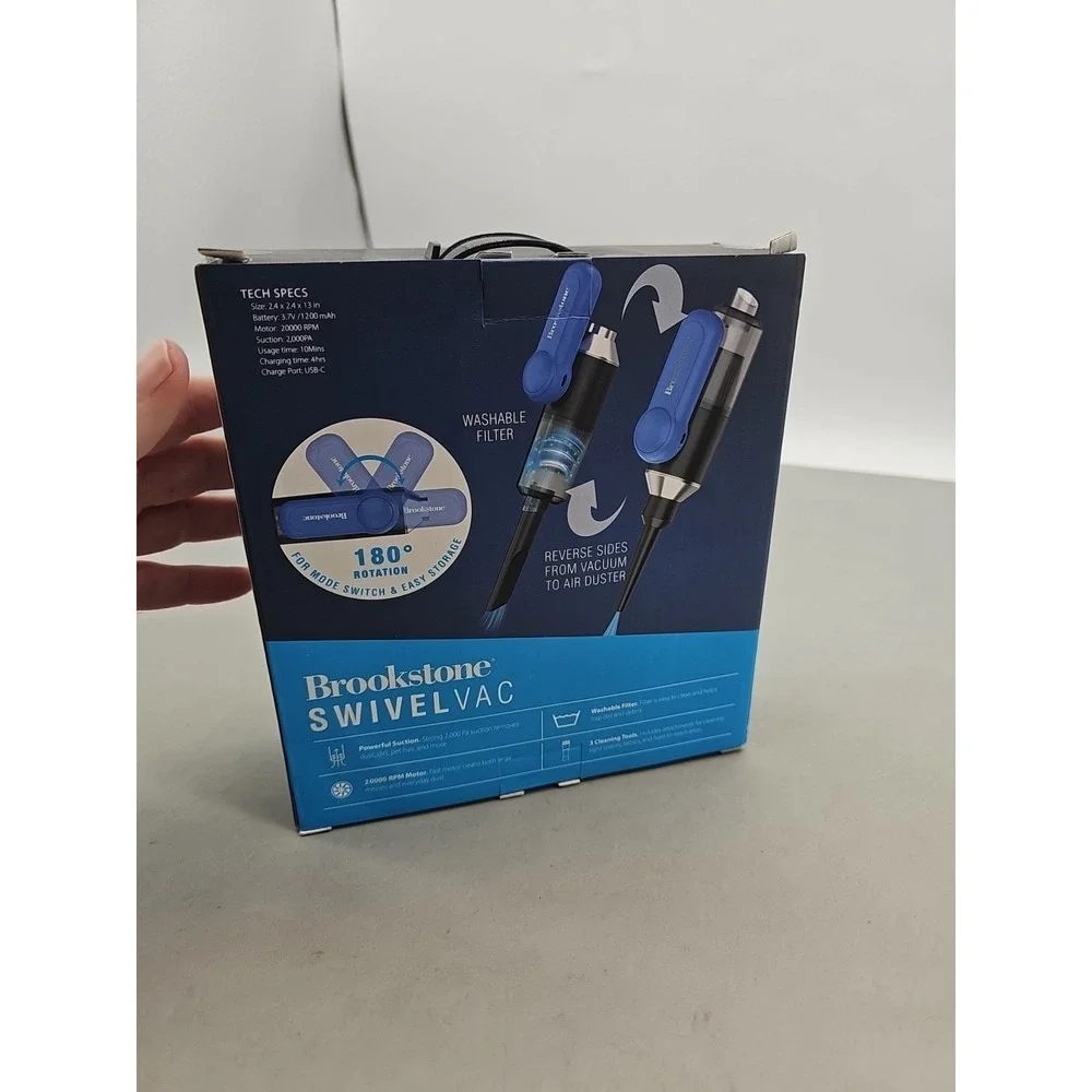 Brookstone Swivelvac Handheld Cordless Vacuum & Blower USB-C Rechargeable